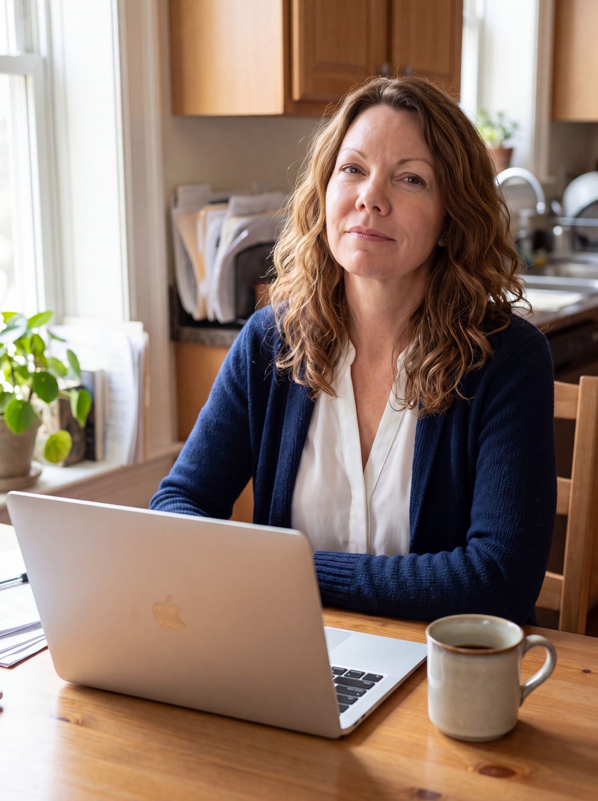 Woman working from home, balancing work and daily life